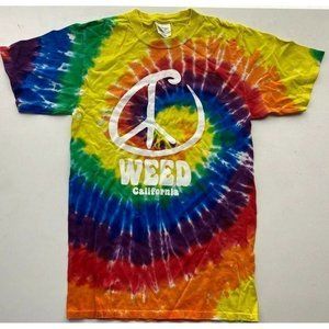 VTG WEED CA Reggae T Shirt Tie Dye Rasta SZ SMALL